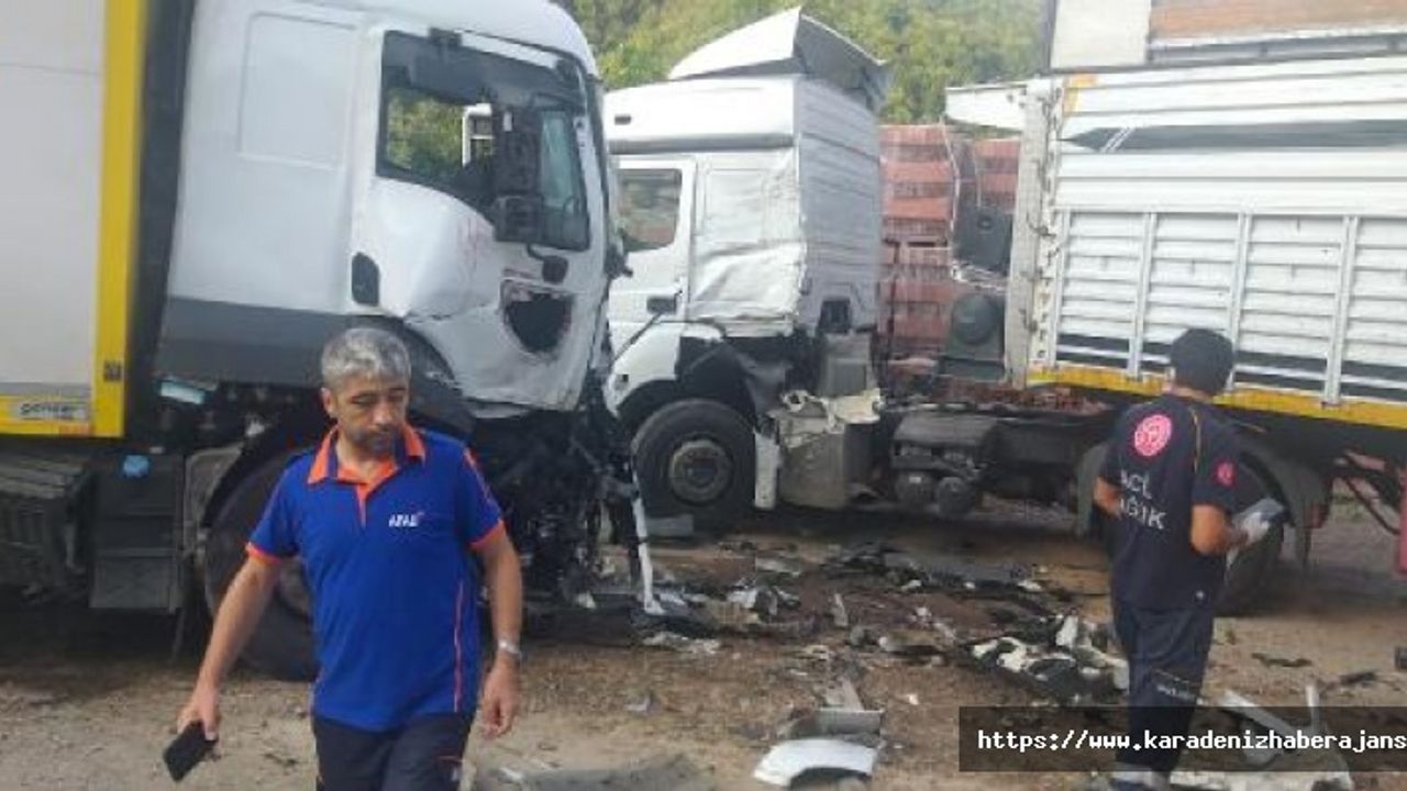 Kamyon, park halindeki TIR’lara çarptı: 3 yaralı