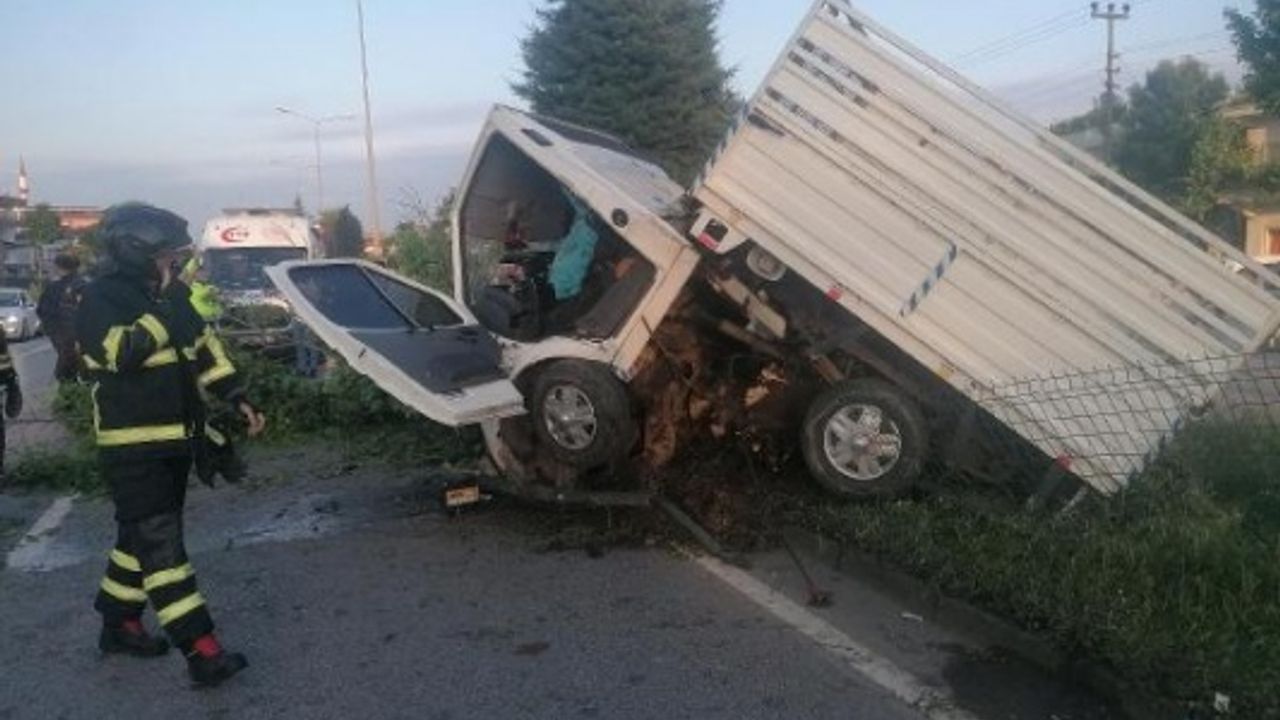 Samsun'da kamyonet refüjdeki ağaca çarptı: Baba-oğul yaralandı