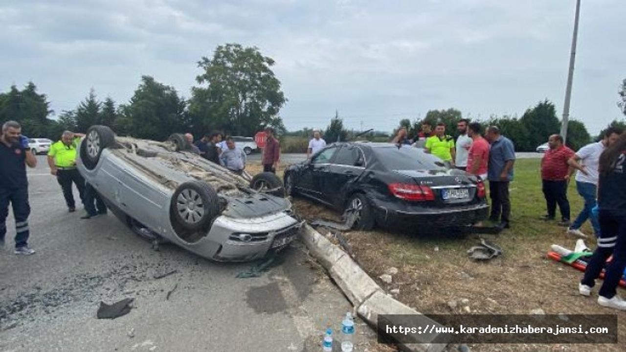 Takla atan otomobil, başka otomobile çarptı: 2 yaralı