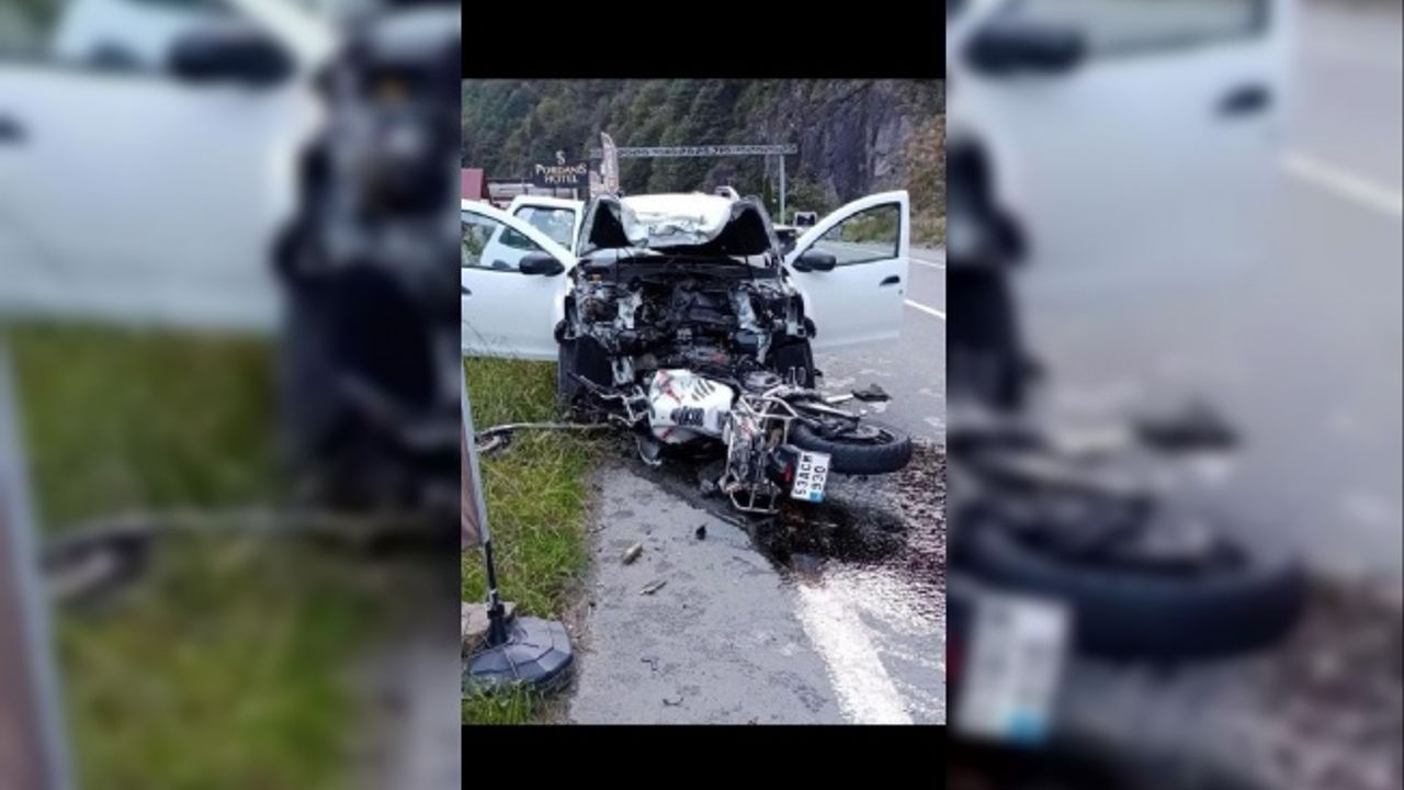 Rize'de otomobil ile motosiklet çarpıştı: 1 ölü, 1 yaralı