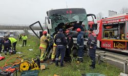 Düzce'de yolcu otobüsü, bariyerlere çarptı; 17 yaralı