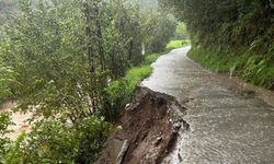 Artvin’de taşkın ve heyelanlara neden olan yağışta yol çöktü