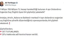 Bakan Yerlikaya: 4 il merkezli dolandırıcılık operasyonunda 35 şüpheli tutuklandı