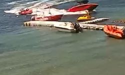 Bodrum'da turistlerin çekildiği deniz yatağının iskeledeki tekneye çarpması kamerada; 3 yaralı