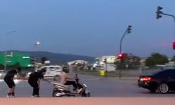 Bursa'da patenli gençlerin trafikte tehlikeli yolculuğu