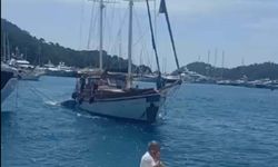 Fethiye'de guletin lüks motoryata çarptığı kaza kamerada