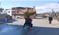 Motosikletle tek teker üzerinde giden sürücüye 41 bin lira ceza