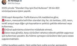 Standart dışı far kullanan 26 bin 822 sürücüye/araca ceza