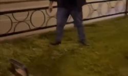 Türk bayrağını yakmaya çalıştığı öne sürülen şüpheli, kadın tepki gösterince kaçtı
