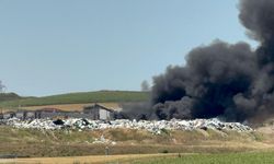 Tekirdağ'da geri dönüşüm tesisi deposunda yangın