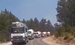 Beton pompasıyla alevlere su sıktılar