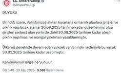 Ankara'da ateşli piknik yasağı uzatıdı