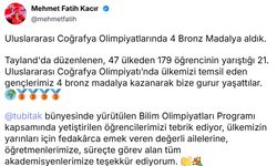 Bakan Kacır'dan Uluslararası Coğrafya Olimpiyatı'nda ödül kazanan öğrencilere tebrik