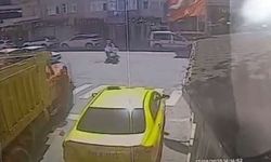 Freni boşalan hafriyat kamyonu iş yerine girdi, o anlar kamerada