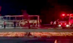 Gaziantep'te seyir halindeki yolcu otobüsü yandı