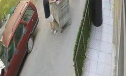 Yokuş aşağı hareket eden çöp konteynerini durdurdu; o anlar kamerada