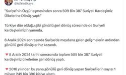 Bakan Yerlikaya: 509 bin 387 Suriyeli kardeşimiz ülkelerine dönüş yaptı