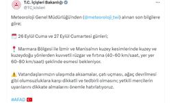 Bakanlıktan 11 il için 'kuvvetli rüzgar ve fırtına' uyarısı