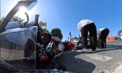 İstanbul-Küçükçekmece'de motosikletliye çarpıp kaçtı; kask kamerası sayesinde tespit edildi