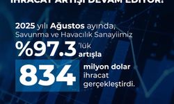 Savunma sanayisinde ağustos ihracatı 834 milyon dolar