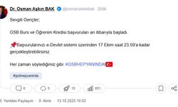 Bakan Bak: 2025-2026 eğitim öğretim dönemi için burs/kredi başvuruları başladı
