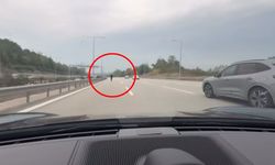 Otoyolda yürüyen yaya, sürücünün dikkati sayesinde kurtuldu; o anlar kamerada