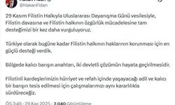 Bakan Fidan: Filistin'in özgürlük mücadelesine tam desteğimizi bir kez daha vurguluyoruz