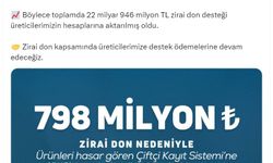 Bakanlıktan üreticilere 22 milyar 946 milyon lira zirai don desteği