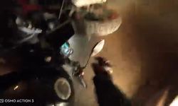 Yoğun trafikte 2 motosiklet çarpıştı; kaza kask kamerasında