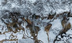 Dipsizgöl Şelalesi'nde kış güzelliği; dev sarkıtlar oluştu