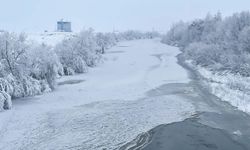 Muş'ta dondurucu soğuklar nedeniyle Karasu Nehri dondu