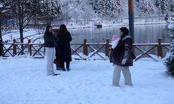 Uzungöl'de kar yağışı sonrası seyirlik manzaralar oluştu