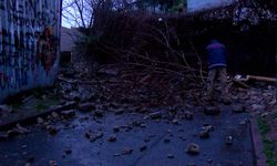 İstanbul - Fatih'te yağışın ardından istinat duvarı çöktü; sokak kapatıldı