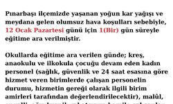 Kayseri'de 2 ilçede okullar tatil edildi