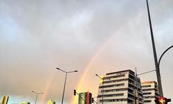 Mersin'de yağmur sonrası gökkuşağı renkli görüntülere sahne oldu