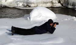 Muradiye Şelalesi buz tuttu