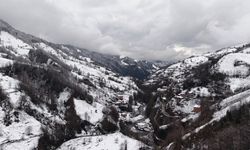 Rize'de kar manzarası havadan görüntülendi