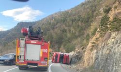 Artvin'den devrilen TIR'ın şoförü yaralandı