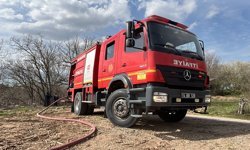 Yanan ağaç ve otlar itfaiye ekibi tarafından söndürüldü