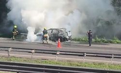 Cip, otoyolda alev alev yandı