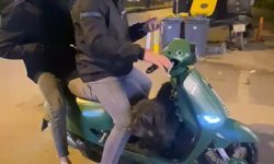 Sokak köpeği motosiklete binmek istedi; o anlar kamerada