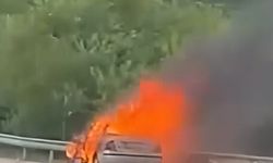 Tokat'ta seyir halindeki otomobil yandı