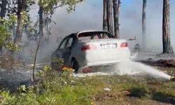 Otomobilde çıkan yangın ormana sıçradı