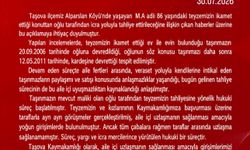 Valilikten oğlu tarafından icra yoluyla evden çıkarılmak istenen yaşlı kadına ilişkin açıklama