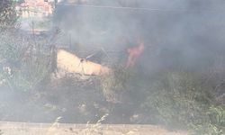 Otluk alanda çıkıp metruk binaya sıçrayan yangın söndürüldü