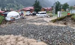 Uzungöl'de sağanak etkili oldu; dere taştı, heyelan meydana geldi