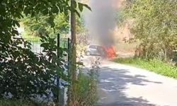 Sahilde park halindeki otomobil yandı