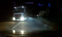 Hatalı sollama yapan TIR şoförü, tehlike yarattı
