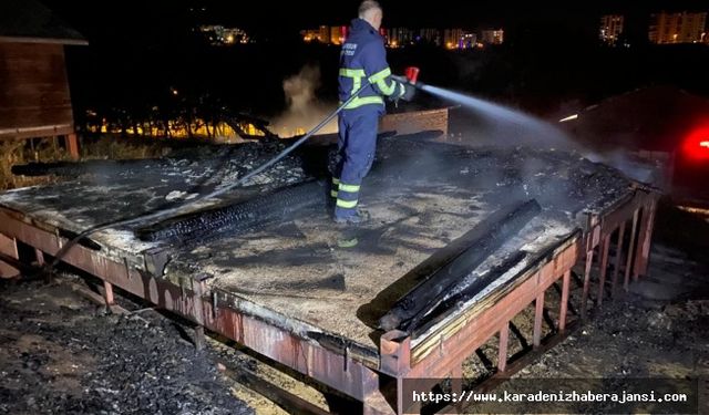 Samsun'da kent ormanındaki bungalov yandı