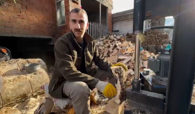 ‘Hidrolik sistemli odun yarıcı makine’ ile kış hazırlığı